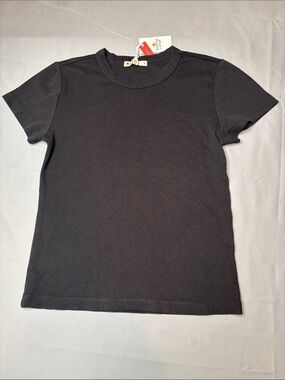 Marine Layer NWT Women's Lexi Rib Sun-In Crew Tee Black Size Small Shirt Top